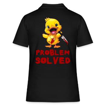 Duck with Knife - Problem Gelöst Lustig Gruselig - Frauen Polo Shirt - Schwarz - Hinten - Ailine (174cm)