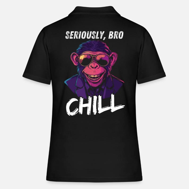 Sérieusement Bro Chill Monkey Smile Meme Design - Polo Femme - noir
