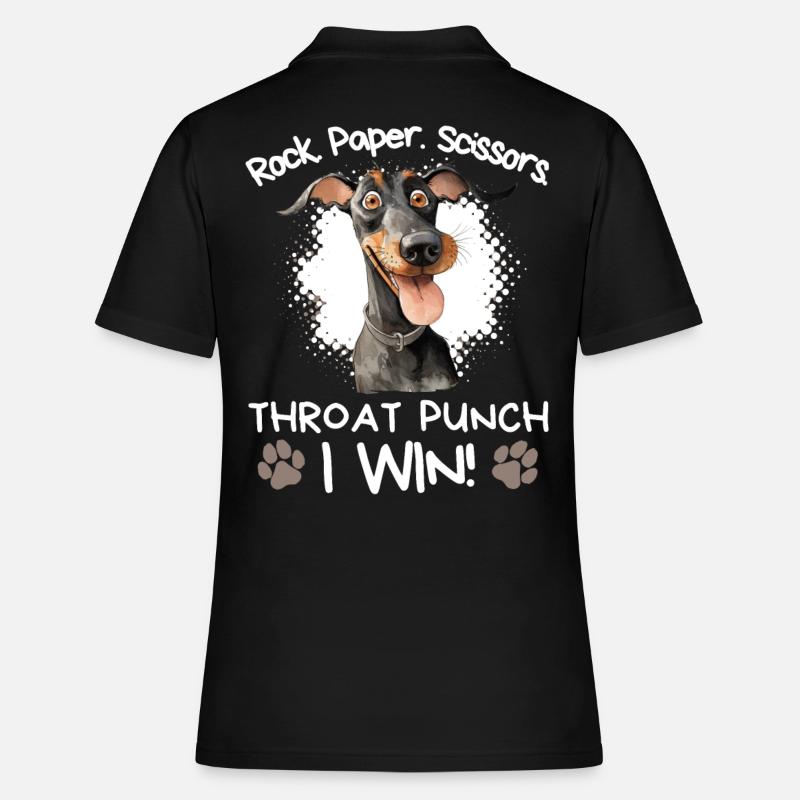 Rock Paper Scissors Doberman Sarcastic - Women's Polo Shirt - black