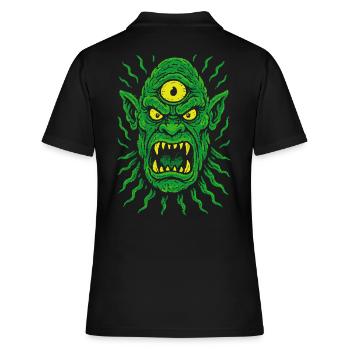 Three-Eyed Neon Orc Cyclops with Monster Eyes - Women's Polo Shirt - black - Back - Ailine (174cm)
