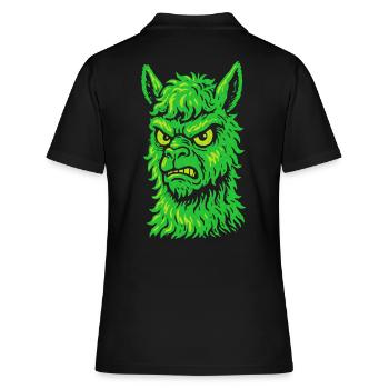 Wütendes Neon-Lama mit Killerblick - Frauen Polo Shirt - Schwarz - Hinten - Ailine (174cm)
