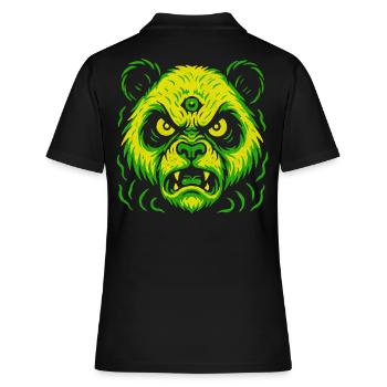 Dreiaugiger Neon-Panda mit Killerblick - Frauen Polo Shirt - Schwarz - Hinten - Ailine (174cm)