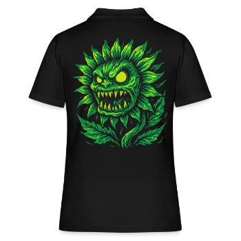 Dämonische Sonnenblume im Neonstil - Frauen Polo Shirt - Schwarz - Hinten - Ailine (174cm)