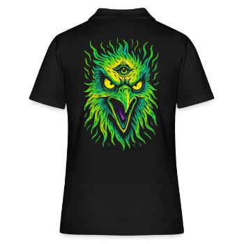 Psycho-Vogel mit drittem Auge Neon Adler - Frauen Polo Shirt - Schwarz - Hinten - Ailine (174cm)