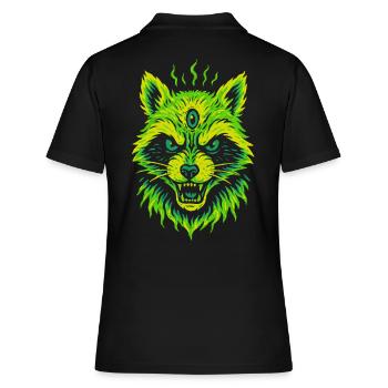 Mystischer Waschbär mit drittem Auge - Frauen Polo Shirt - Schwarz - Hinten - Ailine (174cm)