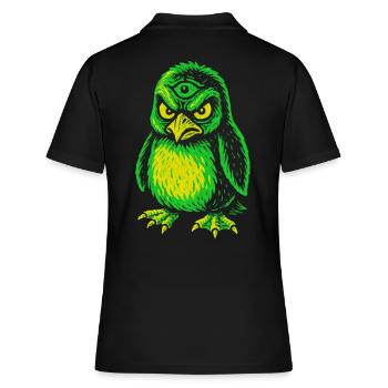 Dreiaugiger Neon-Pinguin mit Zornblick - Frauen Polo Shirt - Schwarz - Hinten - Ailine (174cm)
