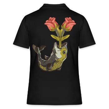 Fisch Fische Geburtstag Valentin Romantik - Frauen Polo Shirt - Schwarz - Hinten - Ailine (174cm)