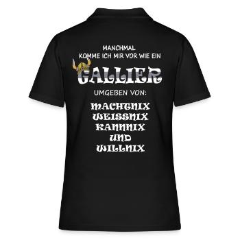 Gallier Machtnix Kannnix Willnix Weissnix Tutnix - Frauen Polo Shirt - Schwarz - Hinten - Ailine (174cm)