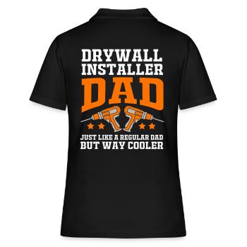 Construction site drywall assembly fitter father dad - Women's Polo Shirt - black - Back - Ailine (174cm)