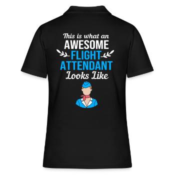 Flight Attendant Stewardess - Women's Polo Shirt - black - Back - Ailine (174cm)
