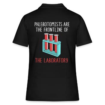 Pflege Pfleger Pflegerin Blutentnahme Phlebotomist - Frauen Polo Shirt - Schwarz - Hinten - Ailine (174cm)