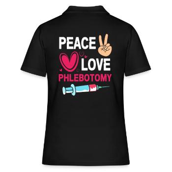 Phlebotomist Pflege Pfleger Pflegerin Blutentnahme - Frauen Polo Shirt - Schwarz - Hinten - Ailine (174cm)