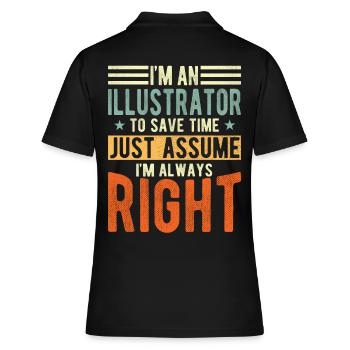 Illustrator - Frauen Polo Shirt - Schwarz - Hinten - Ailine (174cm)