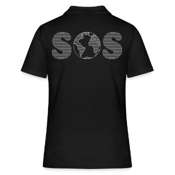 SOS – Erdüberlastungstag / Klimawandel (W / PNG) - Frauen Polo Shirt - Schwarz - Hinten - Ailine (174cm)
