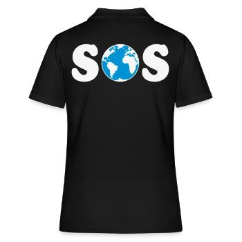 SOS – Earth Day / Klimawandel (W / 2C / SVG) - Frauen Polo Shirt - Schwarz - Hinten - Ailine (174cm)