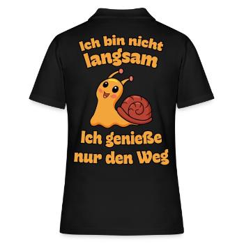 Ich bin nicht langsam, ich genieße nur den Weg. - Frauen Polo Shirt - Schwarz - Hinten - Ailine (174cm)