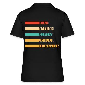 Leseratte Bibliothek Lesen - Frauen Polo Shirt - Schwarz - Hinten - Ailine (174cm)