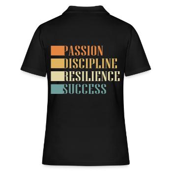 Workaholic Resilienz - Frauen Polo Shirt - Schwarz - Hinten - Ailine (174cm)