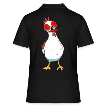 Peperoni Chili Huhn Heiß Geflügel Federvieh scharf - Frauen Polo Shirt - Schwarz - Hinten - Ailine (174cm)