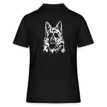 WEISSER SCHWEIZER SCHÄFERHUND cool Wilsigns Hunde - Frauen Polo Shirt - Schwarz - Hinten - Ailine (174cm)