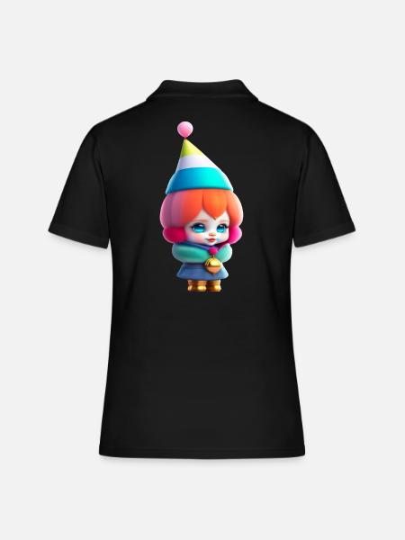 Anime Girl Manga Puppe Karneval Clown - Frauen Polo Shirt - Schwarz