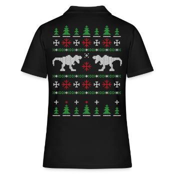 Dinosaurier Dino TRex Tyrannosaurus Weihnachten - Frauen Polo Shirt - Schwarz - Hinten - Ailine (174cm)