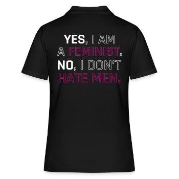 Feministen I AM A FEMINIST. NO, I DON'T HATE MEN. - Frauen Polo Shirt - Schwarz - Hinten - Ailine (174cm)