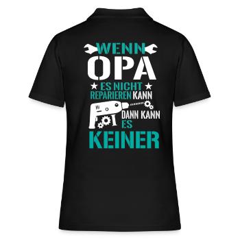 Opa Großvater Reparieren Basteln Bohrmaschine - Frauen Polo Shirt - Schwarz - Hinten - Ailine (174cm)