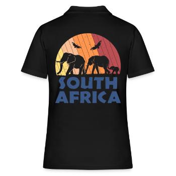 Afrique du Sud Afrique du Sud Famille Eléphants Retro - Polo Femme - noir - Dos - Ailine (174cm)