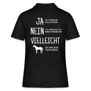 Lustiger Reiter Spruch Ja Ich rieche nach Pferd - Frauen Polo Shirt - Schwarz - Hinten - Ailine (174cm)