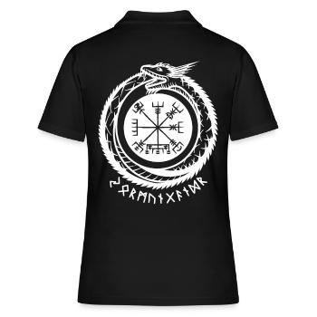 Jörmungandr mit Wikinger Kompass - Frauen Polo Shirt - Schwarz - Hinten - Ailine (174cm)