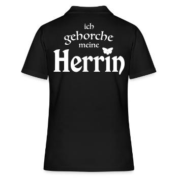 Ich gehorche meine Herrin - Sklaven Spruch - Frauen Polo Shirt - Schwarz - Hinten - Ailine (174cm)