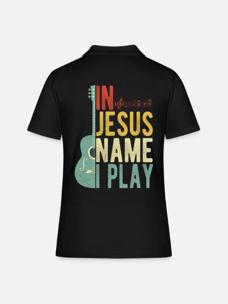 In Jesus Name I Play Guitar - Women's Polo Shirt - black