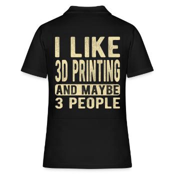 3D-Druck Spruch - Frauen Polo Shirt - Schwarz - Hinten - Ailine (174cm)