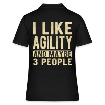 Agility-Spruch - Frauen Polo Shirt - Schwarz - Hinten - Ailine (174cm)