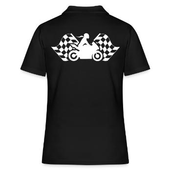 Motorcyclist racetrack racing motorcycle woman - Women's Polo Shirt - black - Back - Ailine (174cm)