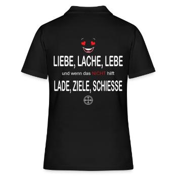 Liebe Lache Lebe - Frauen Polo Shirt - Schwarz - Hinten - Ailine (174cm)