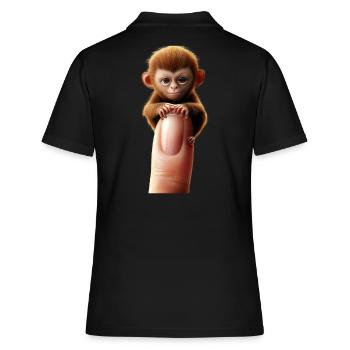 Fingeraffe am Finger - Frauen Polo Shirt - Schwarz - Hinten - Ailine (174cm)