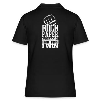 Steinpapier - Throat Punch - Frauen Polo Shirt - Schwarz - Hinten - Ailine (174cm)