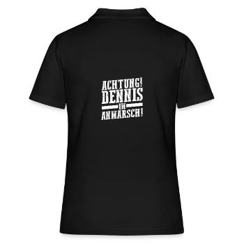 Vorname Dennis - Frauen Polo Shirt - Schwarz - Hinten - Ailine (174cm)