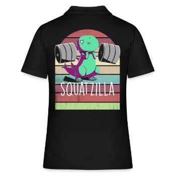 dino squatting Squatzilla Fitness Gym Shirt - Women's Polo Shirt - black - Back - Ailine (174cm)