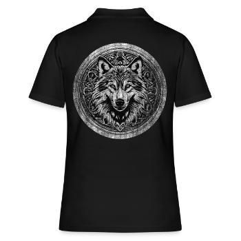 Wolf Wikinger Wild - Frauen Polo Shirt - Schwarz - Hinten - Ailine (174cm)