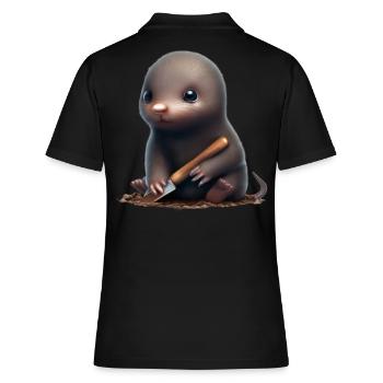 Niedlicher Maulwurf mit Schaufel - Frauen Polo Shirt - Schwarz - Hinten - Ailine (174cm)