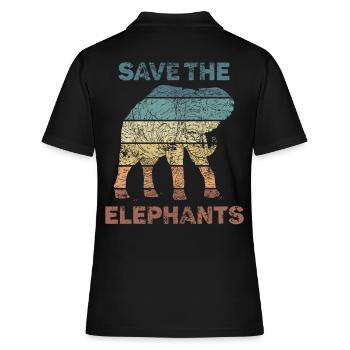 Elephant Lover Spirit Animal Design - Women's Polo Shirt - black - Back - Ailine (174cm)