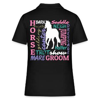 Équestre Love Horse Racing Horse Head Dictons - Polo Femme - noir - Dos - Ailine (174cm)