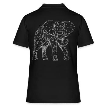 Retro Elephant Spiritual Animal Design - Women's Polo Shirt - black - Back - Ailine (174cm)