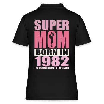 Anniversaire de maman 1982 | Super Maman - Polo Femme - noir - Dos - Ailine (174cm)
