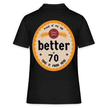Better at 70 Jubiläum - Frauen Polo Shirt - Schwarz - Hinten - Ailine (174cm)