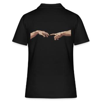 Michelangelo: Die Erschaffung Adams - Hände - Frauen Polo Shirt - Schwarz - Hinten - Ailine (174cm)