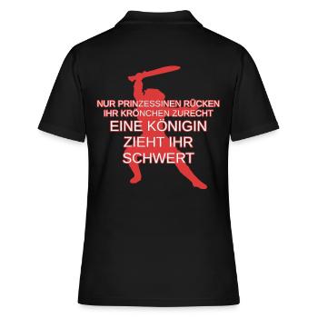 Königin Prinzessin Schwert Krönchen Krone - Frauen Polo Shirt - Schwarz - Hinten - Ailine (174cm)